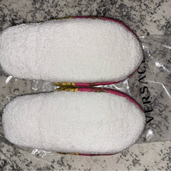 Versace Pink and Gold Medusa Slippers - Picture 3 of 12